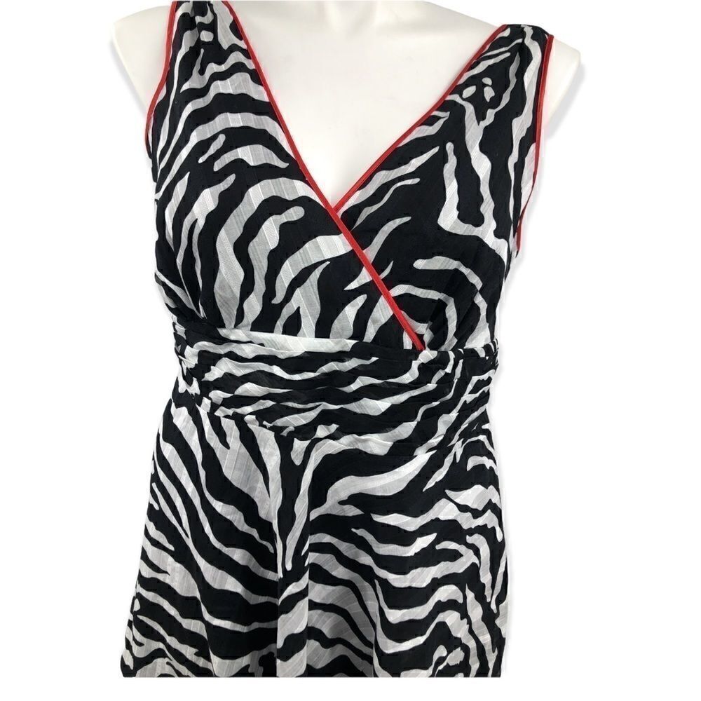 Amanda Lane zebra print sleeveless V neckline dress